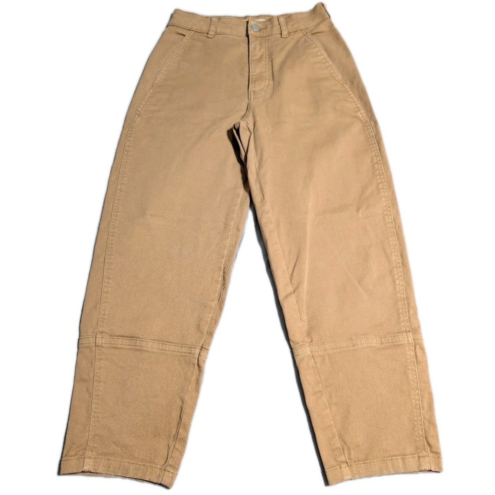 Everlane Organic‎ Cotton Wide Leg Crop Jeans Women's Size 2 Tan Camel High Rise